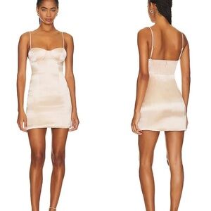 NWOT Retrofete Cosmo Dress dusty peach satin underwire mini dress sz XL